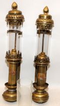 Two antique brass and glass Railway Carriage lamps, Great Northern Railway and Great Western