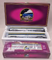 M.T.H O gauge electric train Sleeper/Diner carriage set together with Amtrax Mail box car all