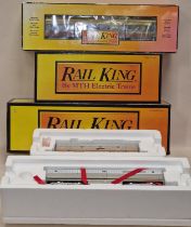 Rail King O gauge coaches Alco Delaware Hudson unit, Santa Fe unit together with Streamlined coach