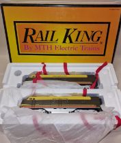 Rail King by M.T.H. O gauge E-8 AA Diesel set "Sea Board" new in box operating head light ,horn etc