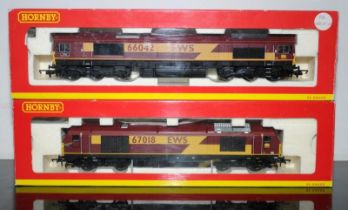 OO Gauge Hornby R2651 EWS Co-Co Diesel Electric Class 66 Locomotive c/w R2764 EWS Class 67 Rapid