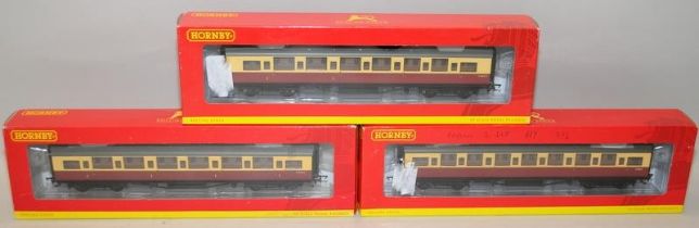 Hornby OO gauge BR Maunsell Coaches R4343B, R4344A and R4345B. All boxed