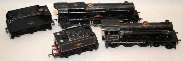 2 x OO Gauge Steam Locomotives with tenders in BR Black, 61572 and 46205 Princess Victoria