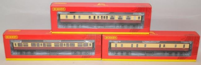 Hornby OO Gauge BR Hawksworth coaches R4404, R4405m and R4406. All boxed