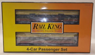 Rail King by M.T.H O gauge 4 car Streamlined Seaboard passenger carriage set new in box