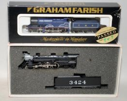 Graham Farish N Gauge Blue Steam Locomotive and tender CR375 c/w Rivarossi 9273 Heavy Pacific