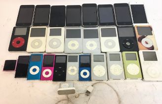 Box of 28 various Apple iPods.