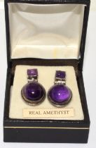 925 silver Cabochon Amethyst earrings