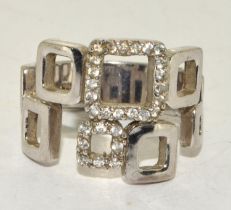 A 925 silver and CZ statement ring Size Q