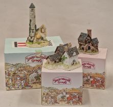 David Winter boxed cottage collection "The Irish Round Tower, Benbos Farmhouse (af), The Bake House"