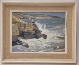 James Fry listed artist of local interest signed oil on board Sea Scape "Winspit Purbeck Coast" with