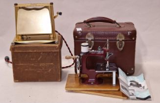 Essex Miniature sewing machine cased with instructions together a "Sanda" twin slice vintage