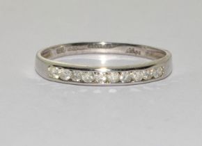 9ct white gold ladies Diamond 1/2 eternity ring size O