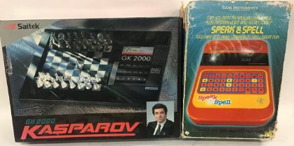 2 vintage computer games to include Texas Speak & Spell and Saitek Kasparov GK2000 Electric Chess