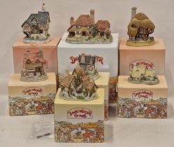 David Winter boxed cottage collection " Kent Cottage, Pudding Cottage, Swan Upping Cottage, Green