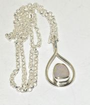 Direct from the Australian Opal miner a set in silver White Opal pendant necklace