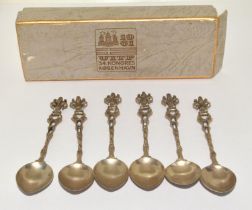 Set of 6 fancy coffee spoons in 800 grade silver