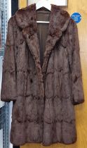 Ladies brown 3/4 length fur coat size 10