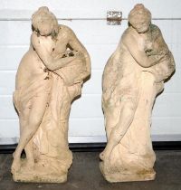 2 x Garden Statues of lady water carriers 75cm tall