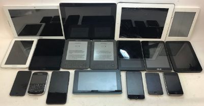 Selection of various iPads - mobile phones and Kindles. Various items here from makes - Apple -
