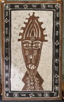 Large wooden frame cotton African fertility mask picture 152x92cm