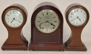 3 Edwardian inlaid mantle clocks