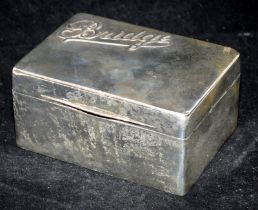 Antique Hallmarked sterling silver hinged 'Bridge' card box. Assayed Birmingham 1905.
