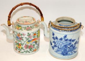 Two Chinese porcelain teapots. H 16cms