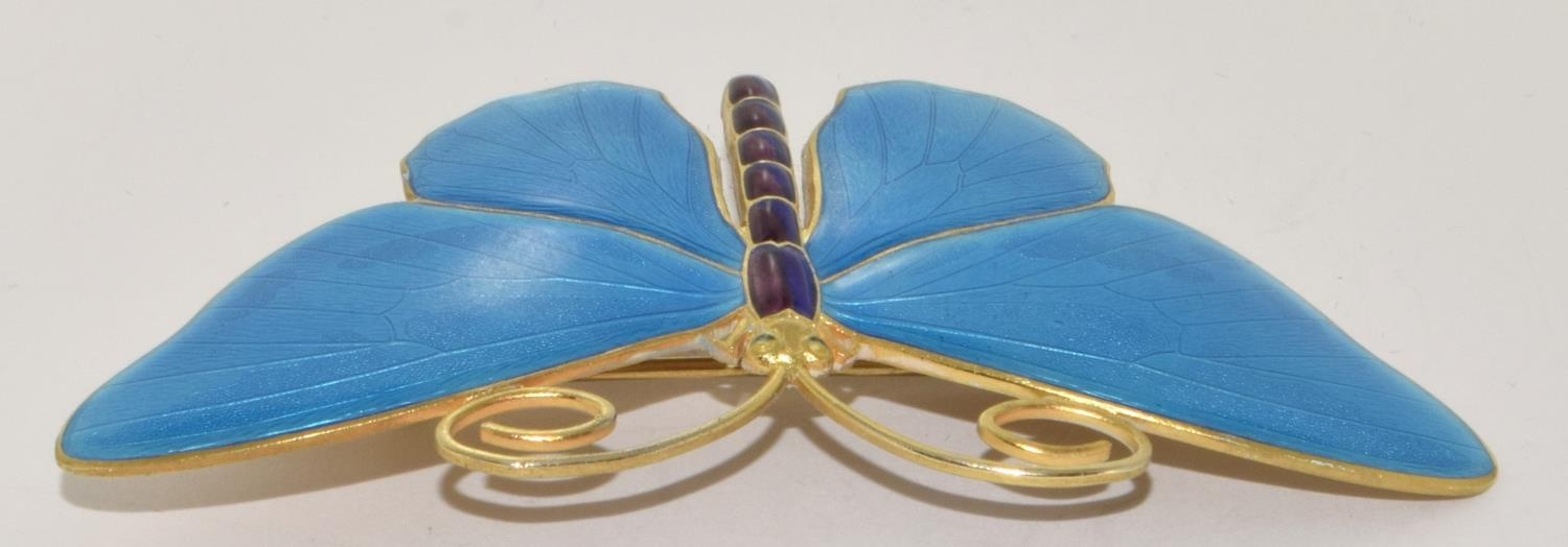 Marius Hammer large Art Deco silver gilt and enamel Butterfly Brooch marked 930S and makers mark 8cm - Bild 7 aus 12