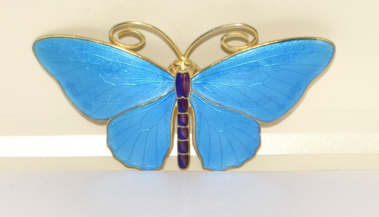 Marius Hammer large Art Deco silver gilt and enamel Butterfly Brooch marked 930S and makers mark 8cm - Bild 5 aus 12