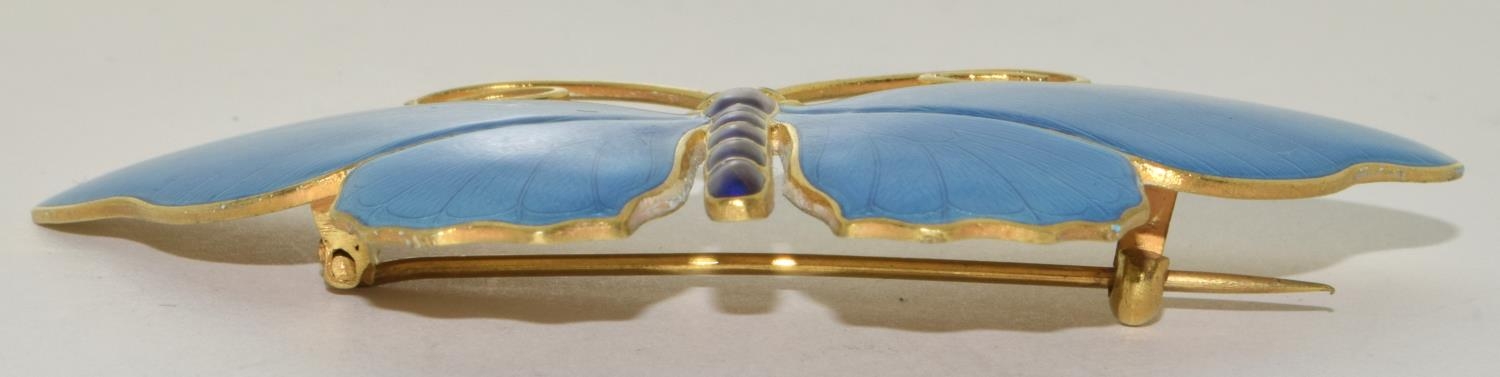 Marius Hammer large Art Deco silver gilt and enamel Butterfly Brooch marked 930S and makers mark 8cm - Bild 10 aus 12