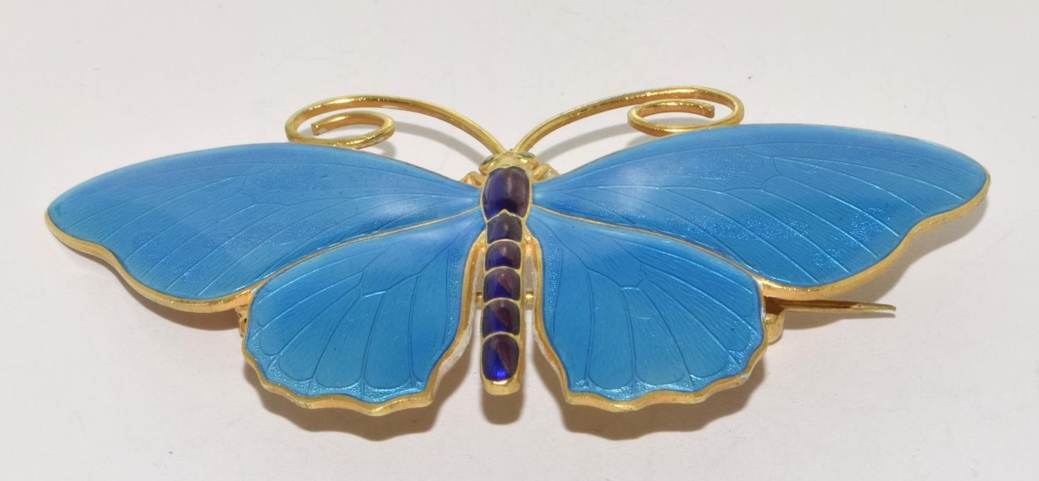 Marius Hammer large Art Deco silver gilt and enamel Butterfly Brooch marked 930S and makers mark 8cm - Bild 12 aus 12