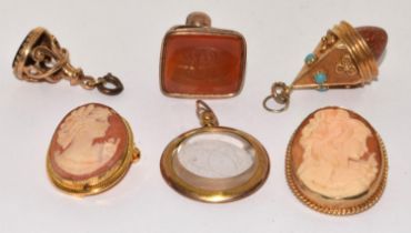 Mixed Fobs and Cameos to include gold (6)