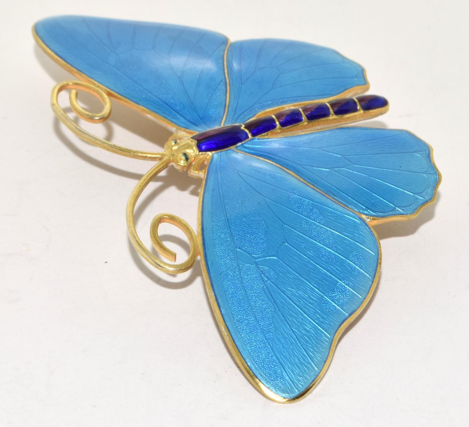 Marius Hammer large Art Deco silver gilt and enamel Butterfly Brooch marked 930S and makers mark 8cm - Bild 8 aus 12