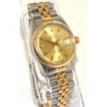 A Rolex Datejust bi metal 18ct gold/stainless 36mm, year 1973, model 1601, serial number: 34***22,