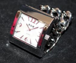 Butler and Wilson large ladies stainless steel fashion watch. Appears unworn and boxed. New