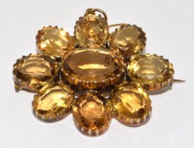 Antique 19th century large natural Citrine and gold brooch 4.5cm x 3.9cm