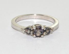 A 925 silver and alexandrite ring Size O