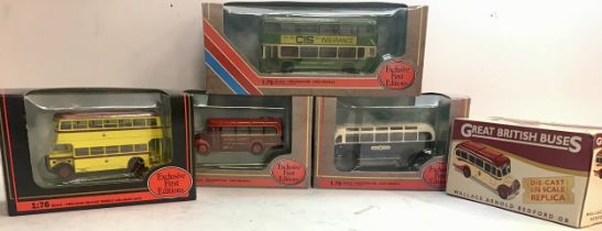 Collection of 5 diecast coaches from Exclusive first Editions and Great British Buses.