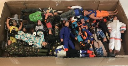 Large box of various Action men along with a Artic mission Husky - Gorilla - Crocodile - Dr X figure