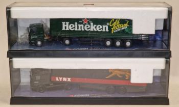 Corgi Modern Trucks large models in perspex display cases to include Heineken and Lynx. Cases 43cm