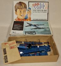 Vintage "The Fabulous Zero-X Five Toys in One" 1960's spaceship toy by Century 21 Toys Hong Kong.