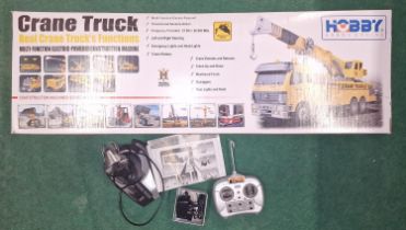 Hobby Engine boxed Radio Controlled Crane Truck with controllers, charger and instructions.