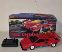 Tandy vintage radio controlled Countach Turbo Lamborghini complete with controller, box and