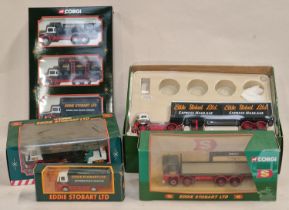 Corgi Eddie Stobart boxed die cast group to include 29103, 14302 (incomplete), 60024, 60011 and Ford