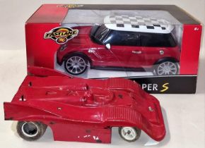 Fast Lane boxed radio controlled Mini Cooper S car together with a vintage unboxed radio