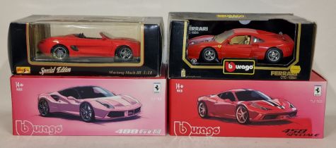 Collection of boxed toy cars to include Burago and Maisto examples (4).