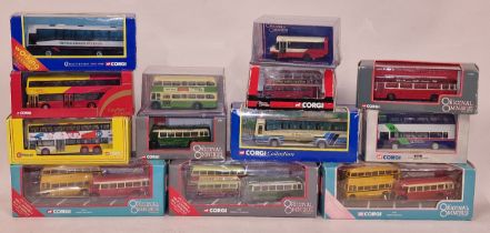 Group of boxed Corgi die cast buses from different series' (13).