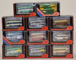 Group of boxed EFE die cast buses. Boxes are showing age related wear (11).