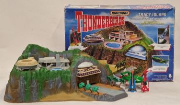Matchbox vintage 1990's Thunderbirds Tracy Island electronic playset with original box. Includes